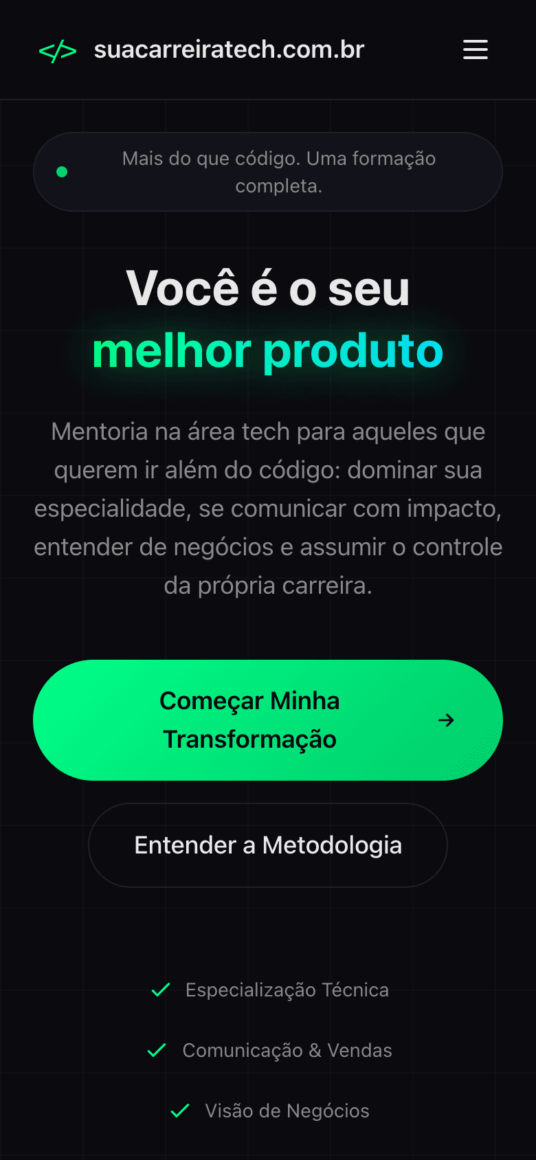 Sua Carreira Tech — versão mobile