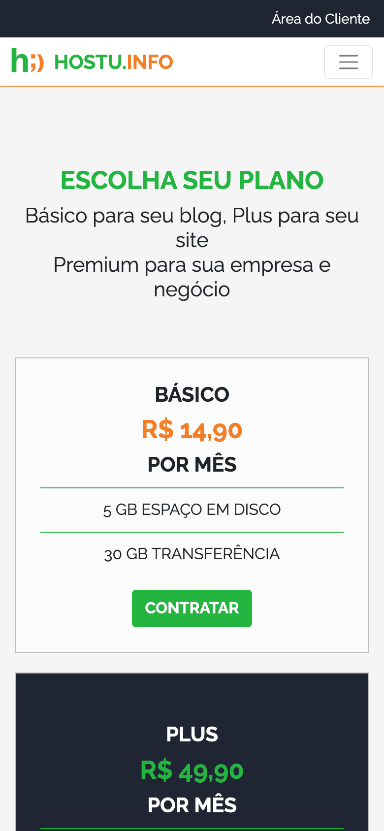 Hostu — versão mobile